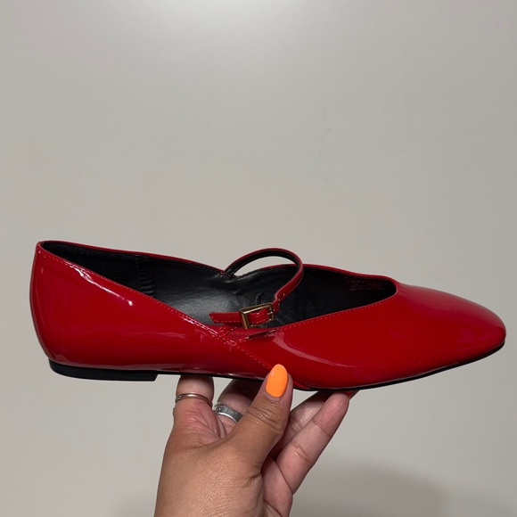 Zara Shoes - Zara Red Patent Mary Jane Ballet Flats with Ankle Strap